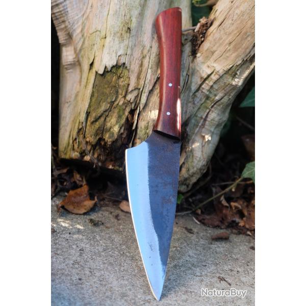 Couteau de Cuisine Style Japonais Garasuki Lame Acier Carbone 1075 Manche Bois Fabric Artisanale