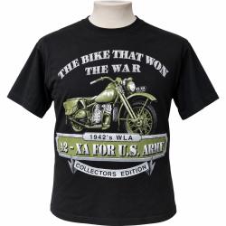 T-Shirt Moto Militaire US Harley WLA 1942 US Army WW2 Noir Collection-Fin de stock