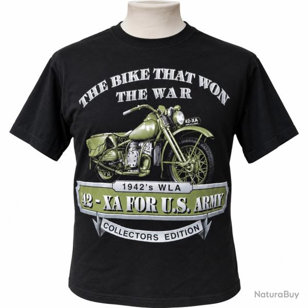 T-Shirt Moto Militaire US Harley WLA 1942 US Army WW2 Noir Collection-Fin de stock