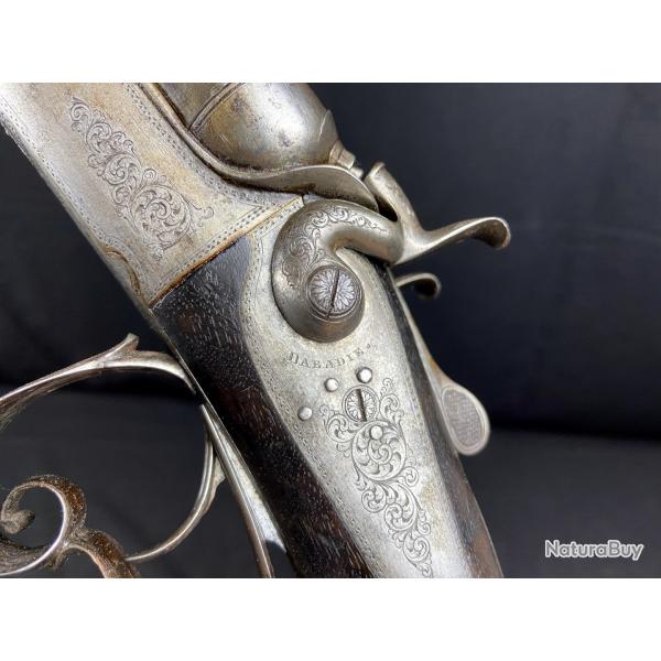 Fusil de commande DABADIE Toulouse cal. 16 - canons L�opold Bernard - chiens ext�rieurs - armoiries