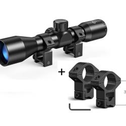 Lunette de tir CVLife 4x32 + Colliers pour rail de 11mm queue d'aronde