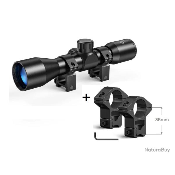 Lunette de tir CVLife 4x32 + Colliers pour rail de 11mm queue d'aronde