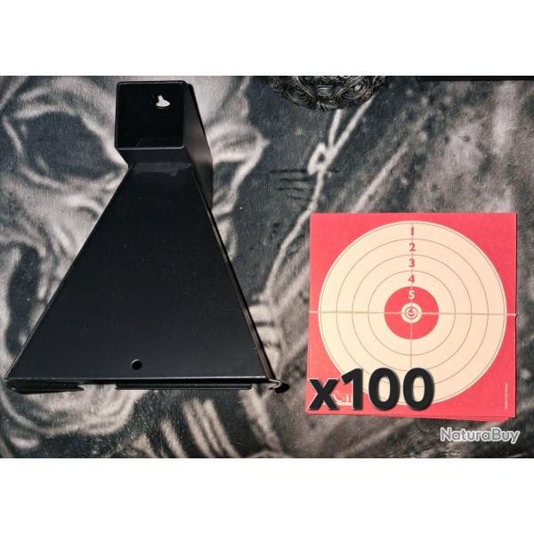 Porte cible conique m�tal 14x14 cm + 100 cibles 14x14