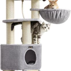 Arbre &agrave; chat avec plateforme d'observation grande grotte tunnel 50 x 50 x 141 cm stable confortable