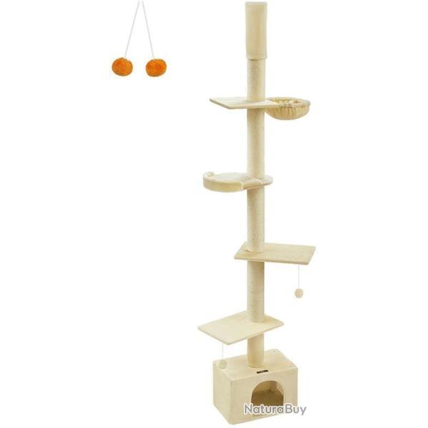 Arbre � chat r�glable hauteur 231 x 30 x 291 cm avec griffoirs �pais et perchoir style moderne en M