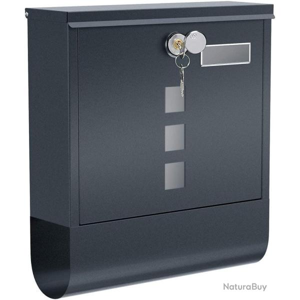 Bo�te aux lettres murale avec serrure et porte-journal 30,5 x 9,5 x 33,3 cm pratique style moderne