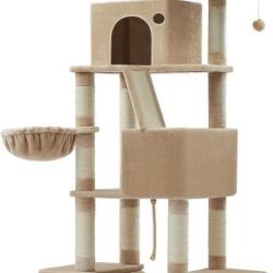 Arbre &agrave; chat tour de jeu 60 x 50 x 206 cm avec espace de repos et griffoirs en panneau d'agglom&eacute;r&eacute;