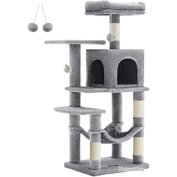 Arbre � chat design moderne pour 4 chats 45 x 35 x 112 cm en panneau d'agglom�r� gris clair 12_0010