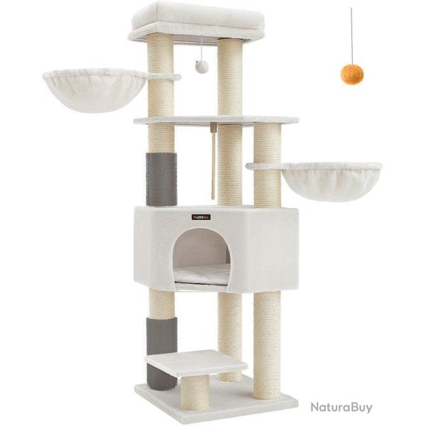 Arbre � chat grand et stable avec niches et hamacs 50 x 50 x 160 cm pour plusieurs chats en tissu p