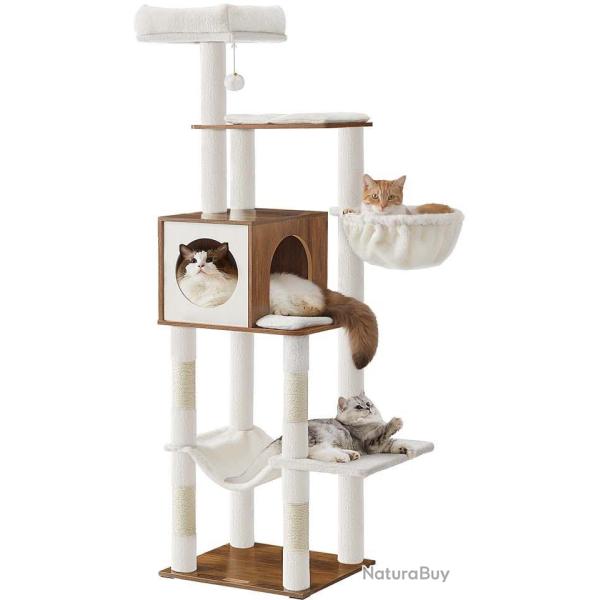 Arbre � chat multi-niveaux 45 x 40 x 165 cm avec grotte plateforme de repos et poteaux � griffer en