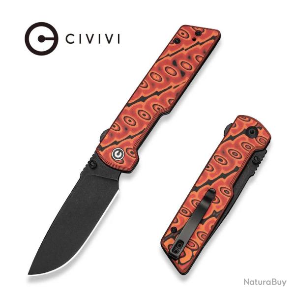Couteau Civivi Zygon Lame Acier Nitro-V Manche Micarta Orange/Noir Top Crossbar Lock CIVC250352