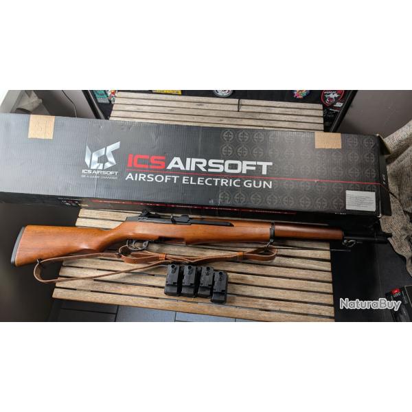 ICS M1 Garand AEG + 4 chargeurs + Sangle