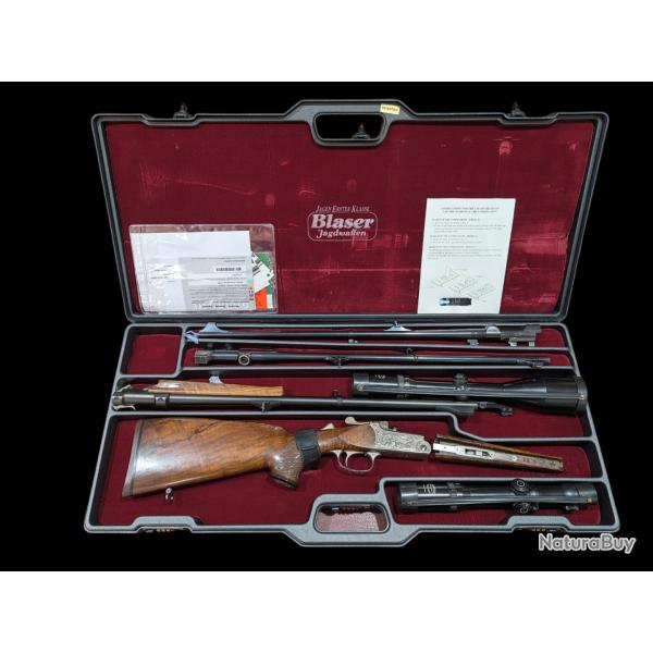 Magnifique coffret Kipplauf Blaser K77 Luxe 3 canons 2 lunettes
