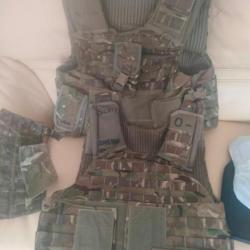 ENCHERE A GILET PARE BALLES MULTICAM OTAN AVEC KEVLAR + OPTION 2 PLAQUES BALISTIQUE NIJ 4 STA