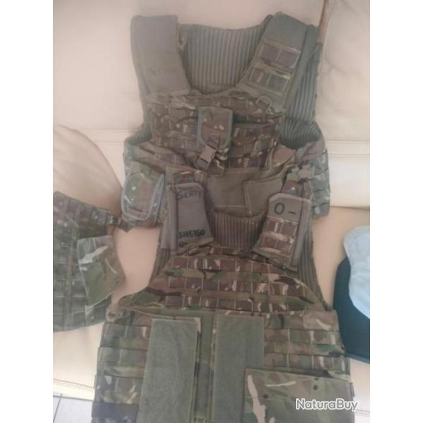 ENCHERE A GILET PARE BALLES MULTICAM OTAN AVEC KEVLAR + OPTION 2 PLAQUES BALISTIQUE NIJ 4 STA