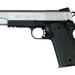 Colt 1911 Rail gun Bicolore Silver Black culasse m&eacute;tal Blowback - CO2- KWC
