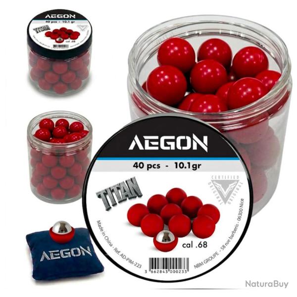 Billes TITAN ABS avec Coeur Acier 10 g - Cal 68 - Pot 40 - AEGON