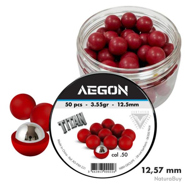 Billes TITAN ABS avec Coeur Acier 3.55 g - Cal 50 12.57mm - Pot 50 - AEGON