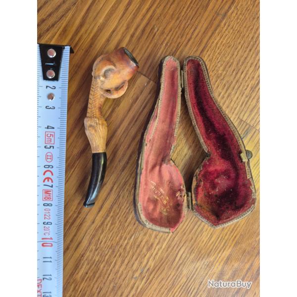 Belle petite pipe animaliere fin 19�me,  serre d aigle. Avec �tui.