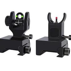 Hausse et Guidon Rabattables Fibre Optique - Rail Picatinny - Aluminium