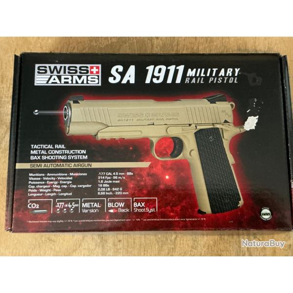 SA1911 tan 4,5mm co2 culasse mobile