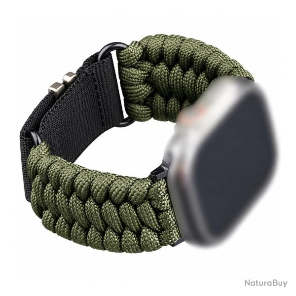 Bracelet Paracorde Compatible Apple Watch Vert 42 � 49 mm