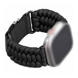 Bracelet Paracorde Compatible Apple Watch Noir 42 &agrave; 49 mm
