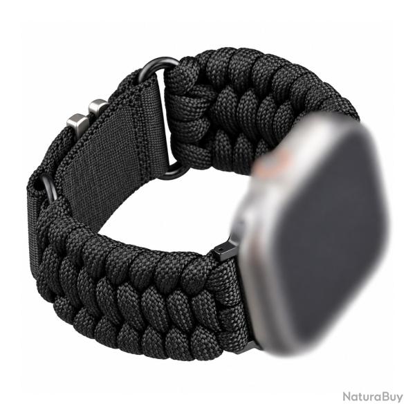 Bracelet Paracorde Compatible Apple Watch Noir 42 � 49 mm