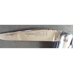 COUTEAU ANCIEN LAGUIOLE ARBALETE ALUMINIUM GENES DAVID VINTAGE 1960 + ETUI CUIR OFFERT!!