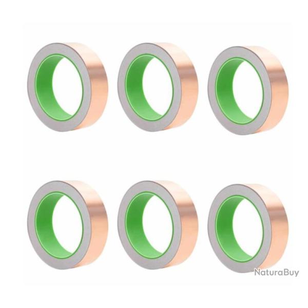 Ruban cuivre 30 mm x 20 m adh�sif double face r�sistant intemp�ries 6 pcs