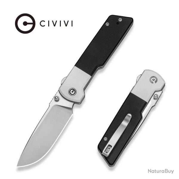 Couteau Pliant Civivi Zygon Lame Acier Nitro-V Manche G10 Blanc/Noir Top Crossbar Lock CIVC25035C1