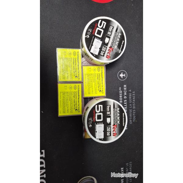 LOT BOITES BALLES � BLANC CS 9MM 380  REVOLVER