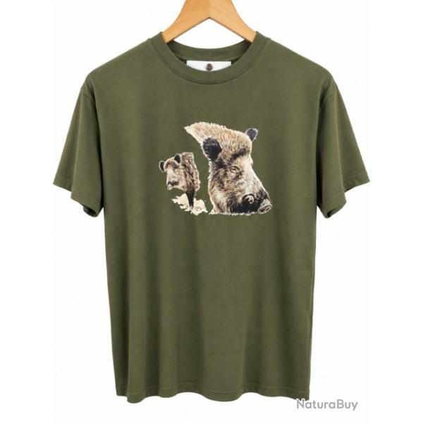 Tee-shirt Bartavel Sanglier Kaki Taille S
