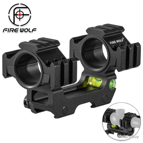 Support Lunette 25,4/30mm Picatinny 20mm Monobloc Niveau � Bulle 3 Rails Aluminium Tir Chasse Airsof