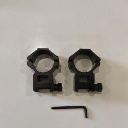 Anneaux de montage UTG pour lunette diam&egrave;tre 30 mm. Picatinny montage haut.