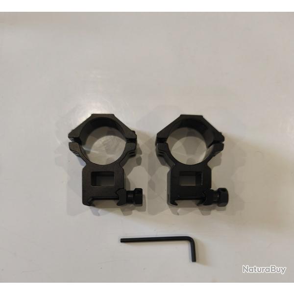 Anneaux de montage UTG pour lunette diam�tre 30 mm. Picatinny montage haut.