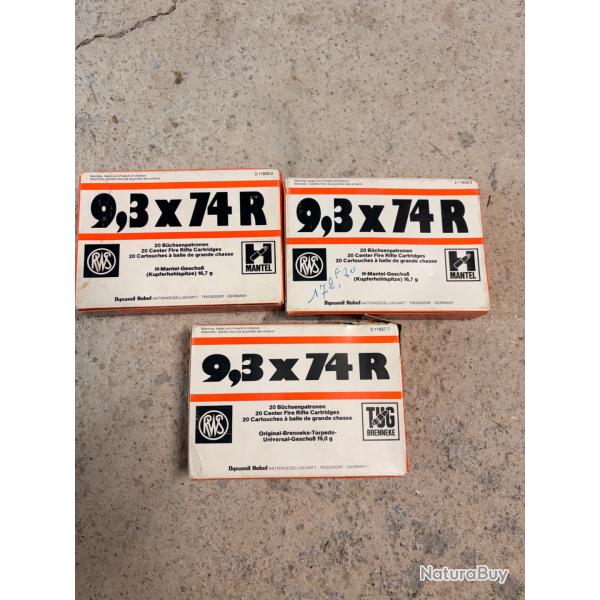 Balle RWS 9,3/74 R H Mantel et tug