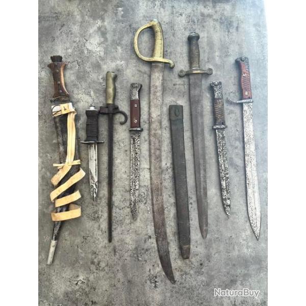 Lot de sabres et de ba�onnettes