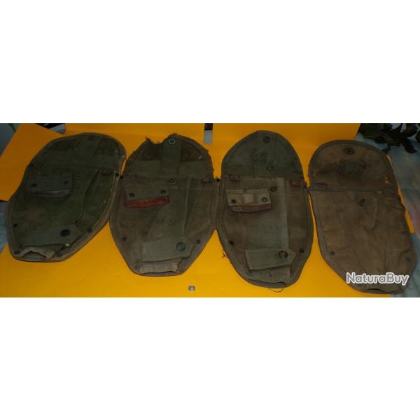 ARMEE AMERICAINE U.S : LOT DE 4 ETUIS ABIMES DE PELLE MILITAIRE MODELE ANCIEN  POUR RECUPERATION DE