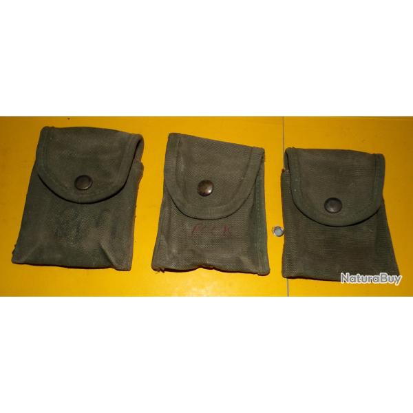 ARMEE AMERICAINE U.S : LOT DE 3 ETUIS A  PANSEMENT INDIVIDUEL OU POUR LA BOUSSOLE  , MODELE 1956  PE