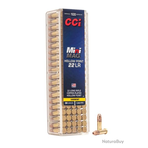500 Munitions cci mini mag cal.22lr 36g holow point cuivre