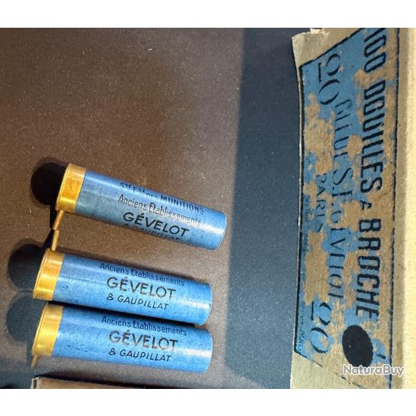 LOT DE 64 ETUIT / DOUILLE A BROCHE CALIBRE 20 GEVELOT TRES BIEN CONSERVE + QUELQUE BOURRES GRASSES