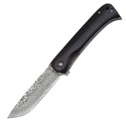 Couteau Pliant EDC WG750 - Lame 8 cm Finition Motif Damas & Manche Bois Noir