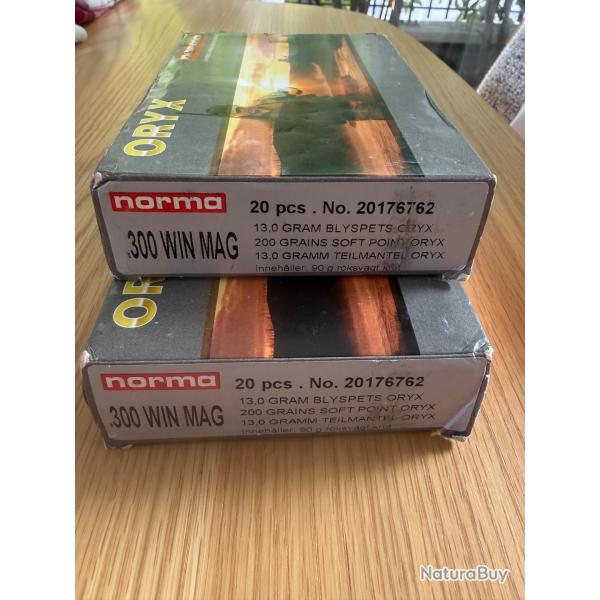 Lot 2 bo�tes de balles Norma ORYX 300 WIN MAG