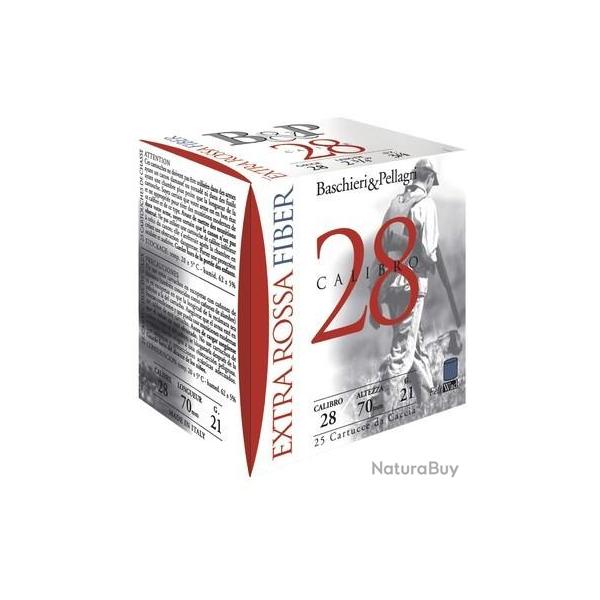 100 Boite de 25 cartouches betp extra rossa 28 fiber cal.28/70mm n�6 21g bourre grasse