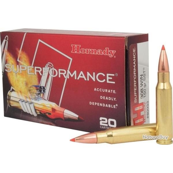 40 cartouches hornady cal.308 win 150grs sst spf