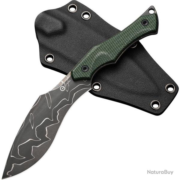 Couteau Fixe Civivi Vaquita II Lame Damas Manche Micarta Vert Housse Kydex CIVC047CDS2