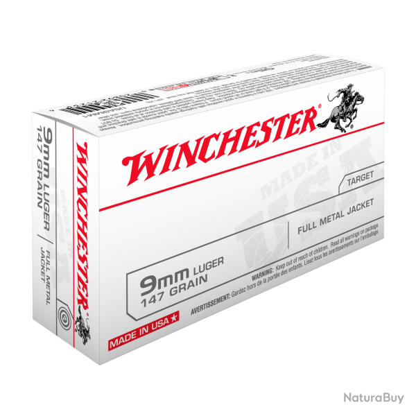 MUNITIONS WINCHESTER USA 9x19mm FMJ 124 GR - LOT DE 600 CARTOUCHES