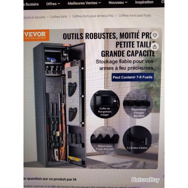 ARMOIRE FORTE 6 ARMES (comme neuve,mars 2026)