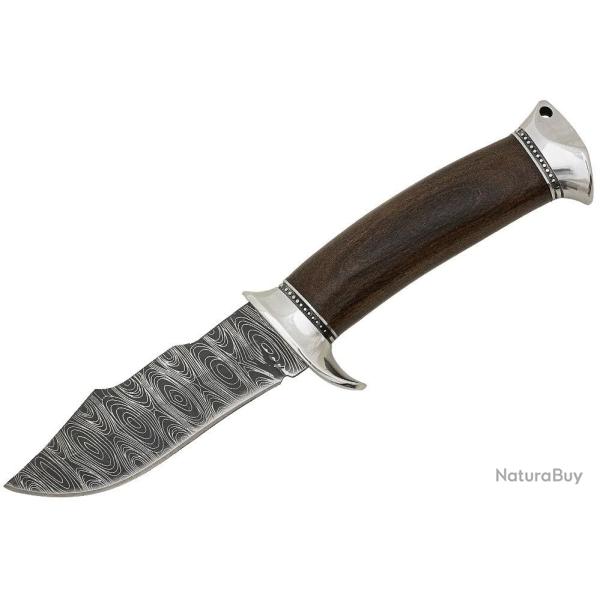 ENCHERE A COUTEAU DE CHASSE BOWIE DAMASSE